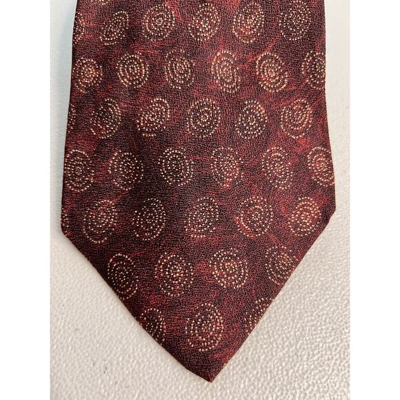 Joseph Abboud Red, Brown Geometric Pattern 100% Silk Made in Italy Tie NWOT - Picture 2 of 6